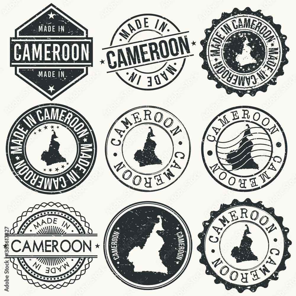 Cameroon Set of Stamps. Travel Stamp. Made In Product. Design Seals Old Style Insignia.