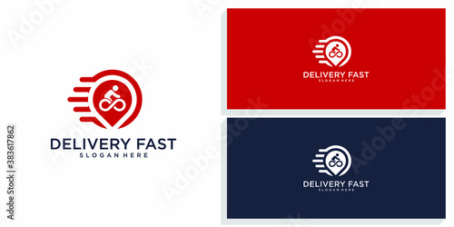 delivery fast design logo  vector premium