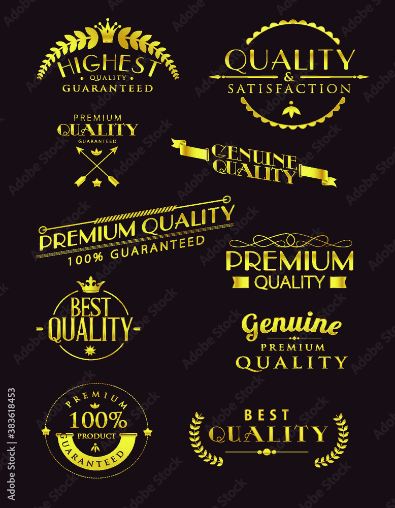 Satisfaction Quality Luxury Type set of labels