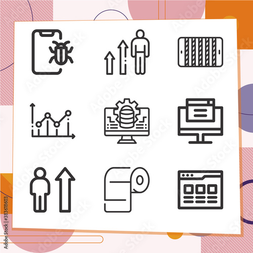 Simple set of 9 icons related to complication
