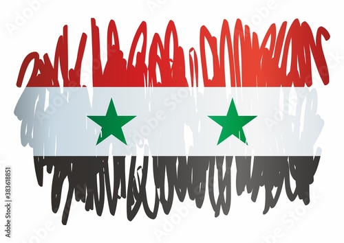 Flag of Syria, Syrian Arab Republic. Bright, colorful vector illustration