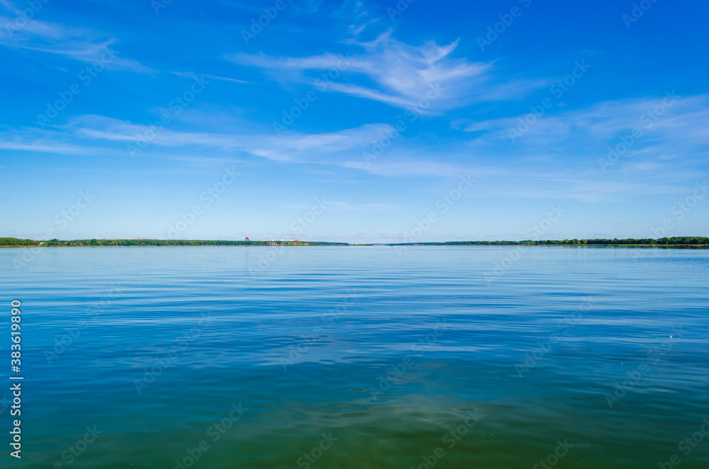 landscape of blue lake and clouds