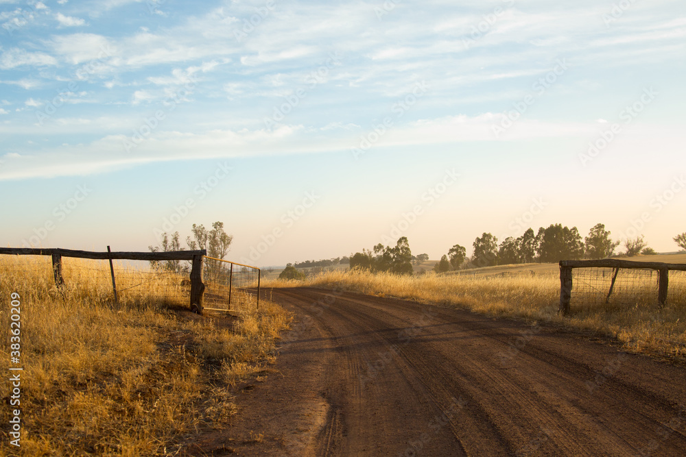 custom made wallpaper toronto digitalRural landscape with gravel road leading through gateway