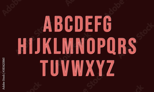 Vintage retro bold typeface, 3D retro font and alphabet set