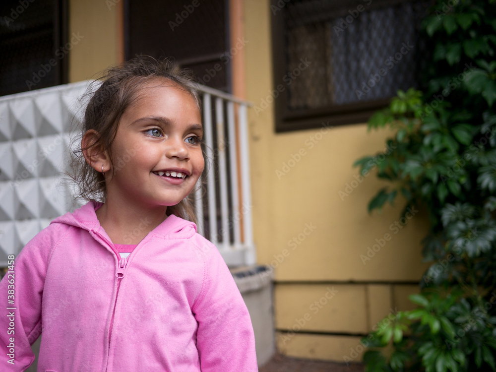 Three Year Old Aboriginal Girl Outside Smiling Three Year Old Aboriginal Girl Outside Smiling