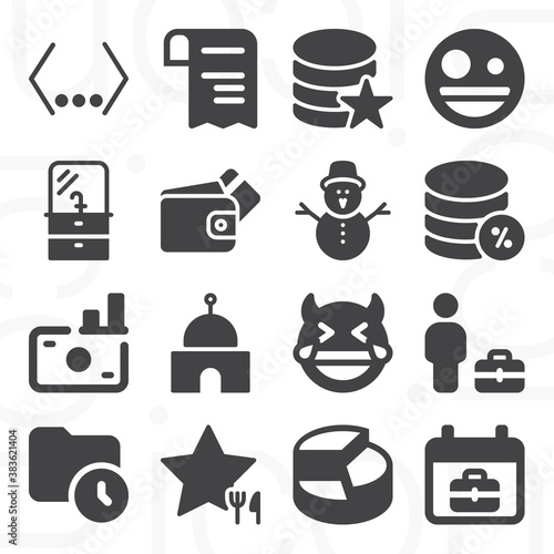 16 pack of ideal  filled web icons set
