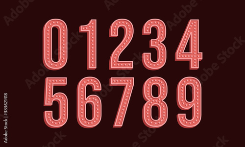 Vintage retro number, 3D retro number typeface