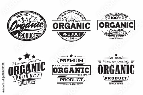 monochrome vintage Organic products labels or emblems design