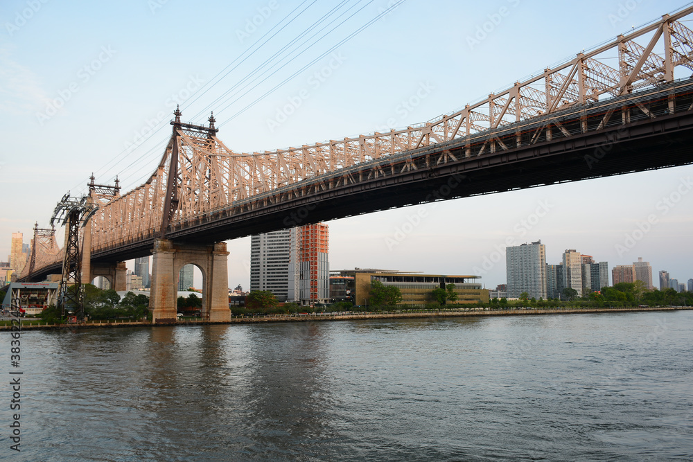 New York, NY, USA - June 4, 2019: Ed Koch Queensboro Bridge connecting Long Island City and Manhattan