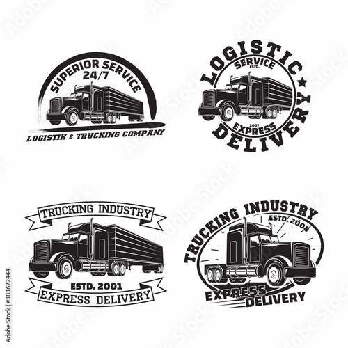 Set of trucking company vintage emblem designs