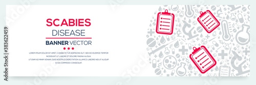 Creative (Scabies) disease Banner Word with Icons ,Vector illustration.	