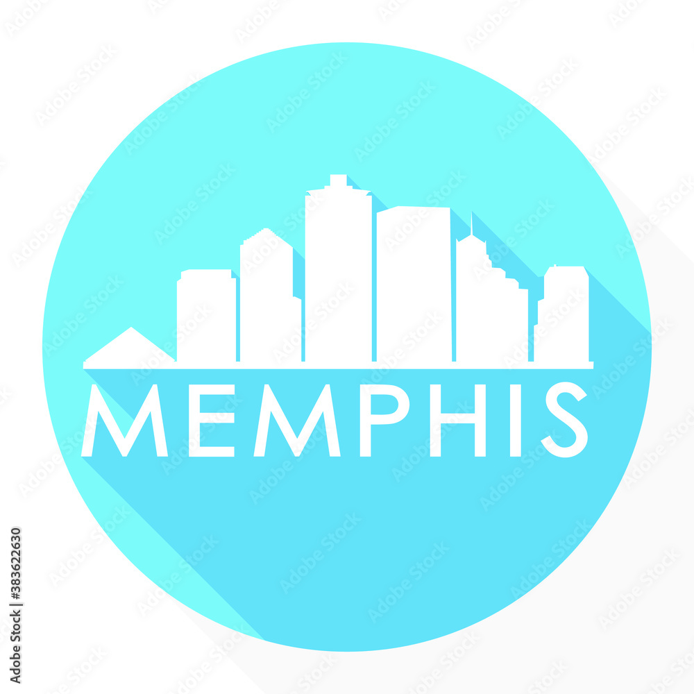 Fototapeta premium Memphis Tennessee USA Flat Icon Skyline Silhouette Design City Vector Art Famous Buildings.
