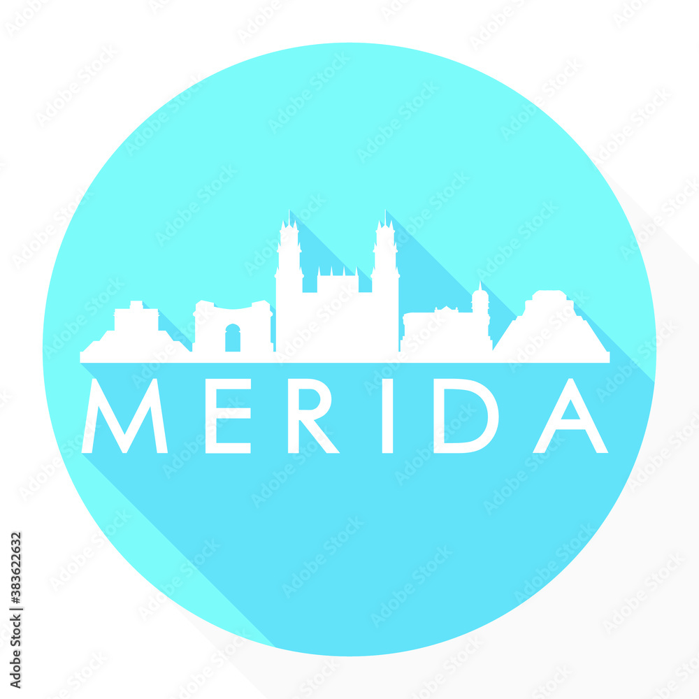 Merida Mexico America Flat Icon Skyline Silhouette Design City Vector Art.