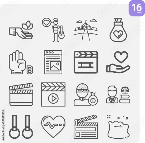 Simple set of grandmother related lineal icons.