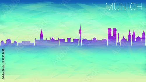 Munich Germany. Broken Glass Abstract Geometric Dynamic Textured. Banner Background. Colorful Shape Composition.