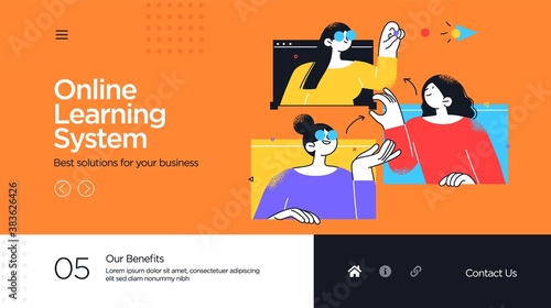 Online education modern flat design isometric concept. Landing page template. Vector illustration for web and graphic design.