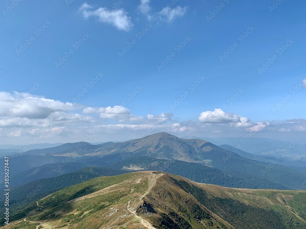 Scenic view of Carpathian mountains in summer Scenic view of Carpathian mountains in summer