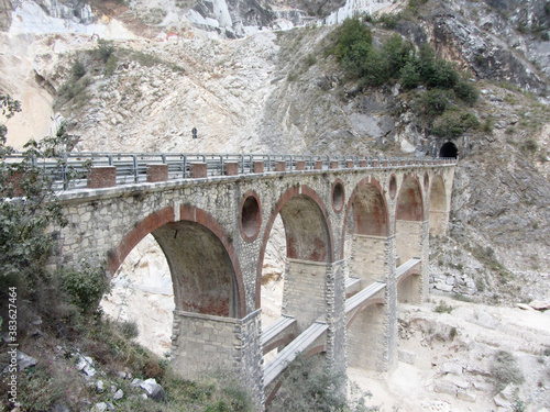 bridge in italian carrara mountains