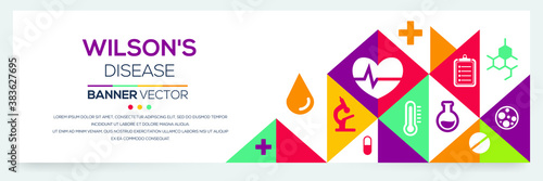 Creative (Wilson's) disease Banner Word with Icons ,Vector illustration.	