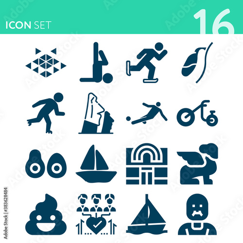 Simple set of 16 icons related to bodily property