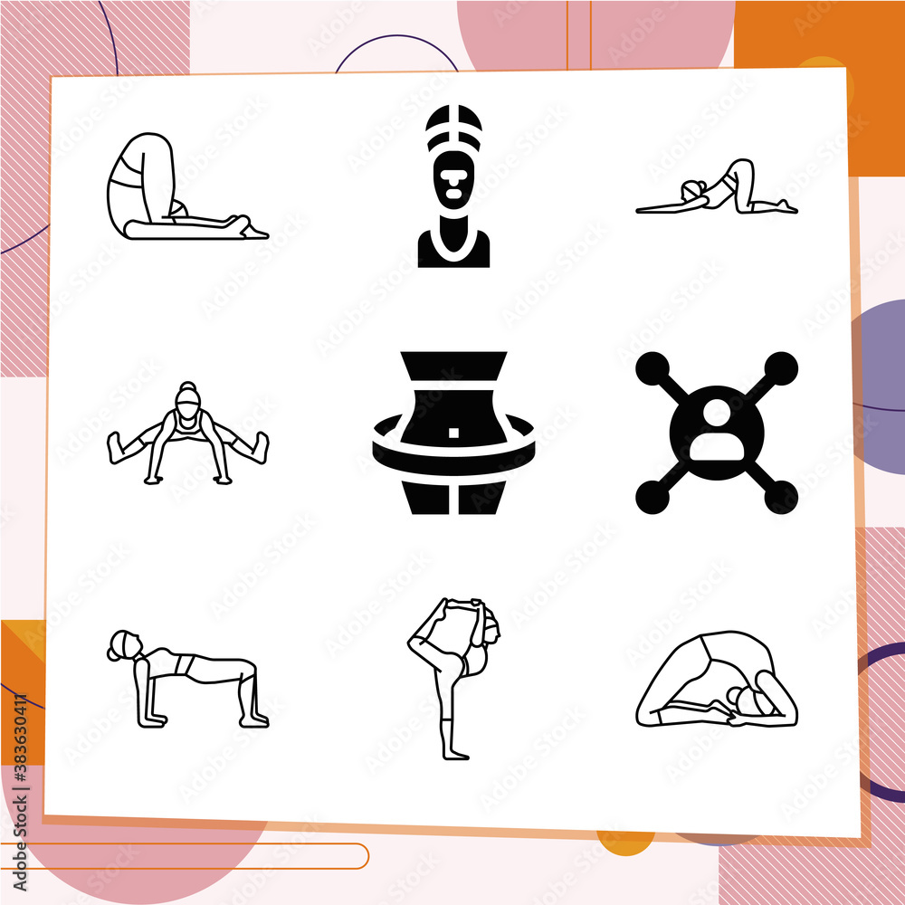 Simple set of 9 icons related to hips Simple set of 9 icons related to hips