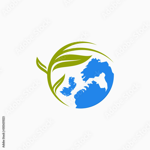 Free Download Creative globe logo with leaf concept. - GFXLoad