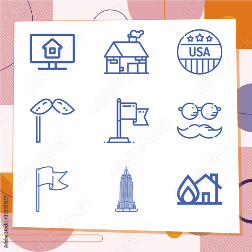 Simple set of 9 icons related to commonwealth