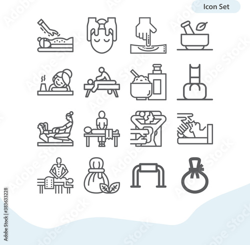 Simple set of rubbing related lineal icons.