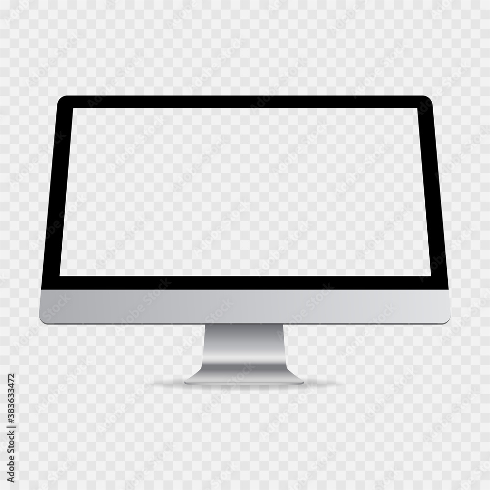 Computer monitor display isolated on transparent background. PC with shadow. empty screen. Vector EPS 10 Computer monitor display isolated on transparent background. PC with shadow. empty screen. Vector EPS 10