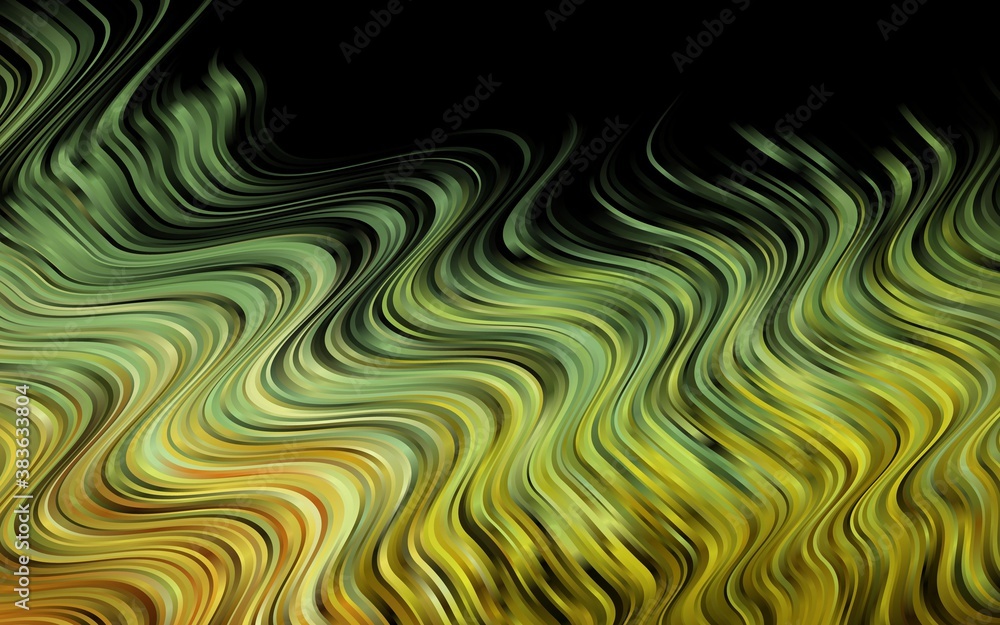 Dark Green vector pattern with curved circles. Dark Green vector pattern with curved circles.