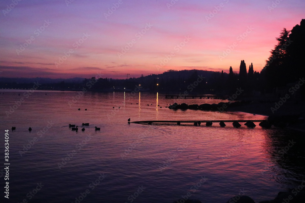 Fototapeta premium sunset on the lake