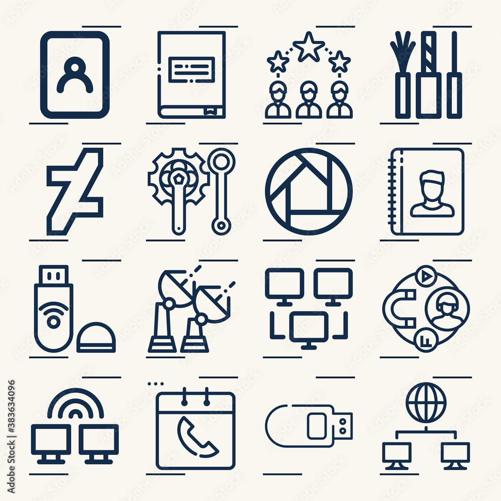 Simple set of connections related lineal icons. Simple set of connections related lineal icons.
