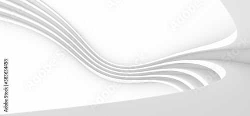 White abstract background. Smooth white lines with shadow. 3d rendering image. © Andrey Shtepa