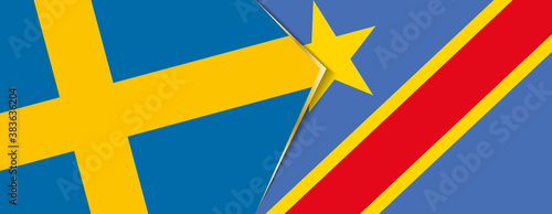 Sweden and DR Congo flags, two vector flags.