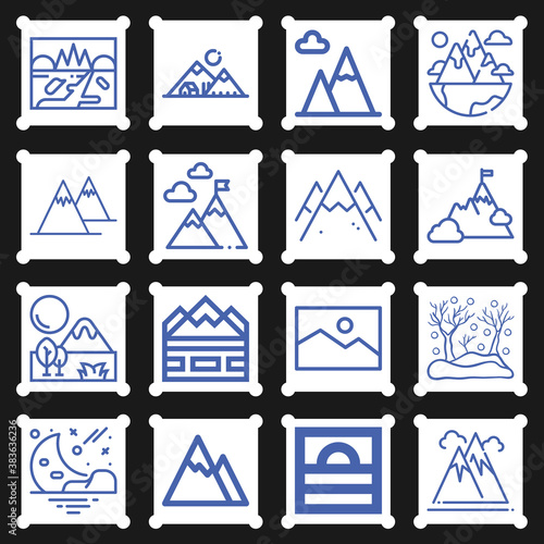 16 pack of valleys  lineal web icons set