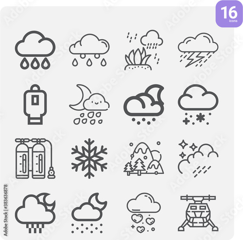 Simple set of come down related lineal icons.