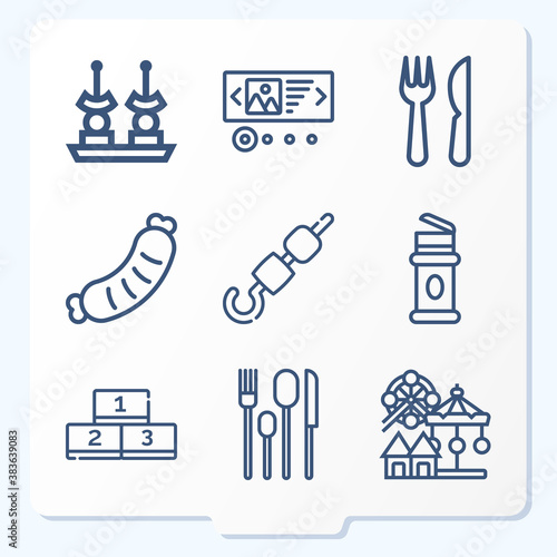 Simple set of 9 icons related to branching