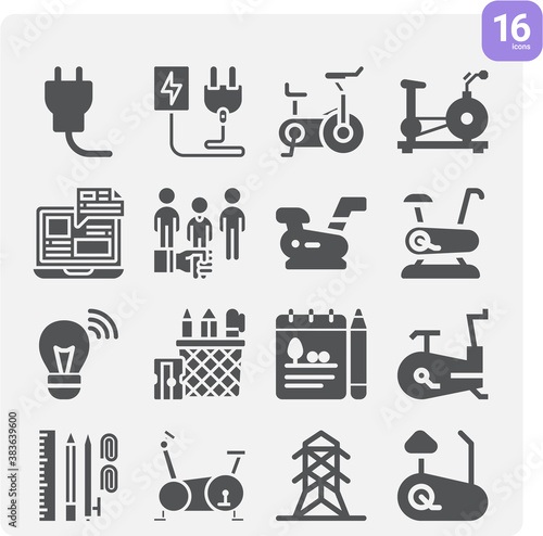 Simple set of static related filled icons.