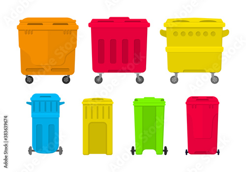 Trash container bins.