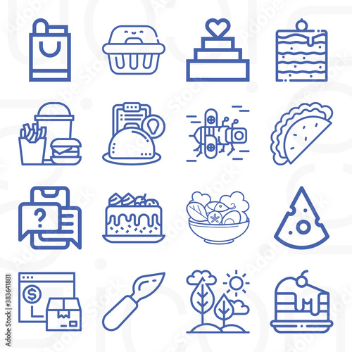 16 pack of cheese  lineal web icons set