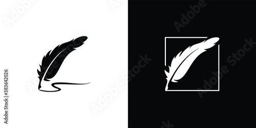 feather pen logo silhouette vector design template premium  photo