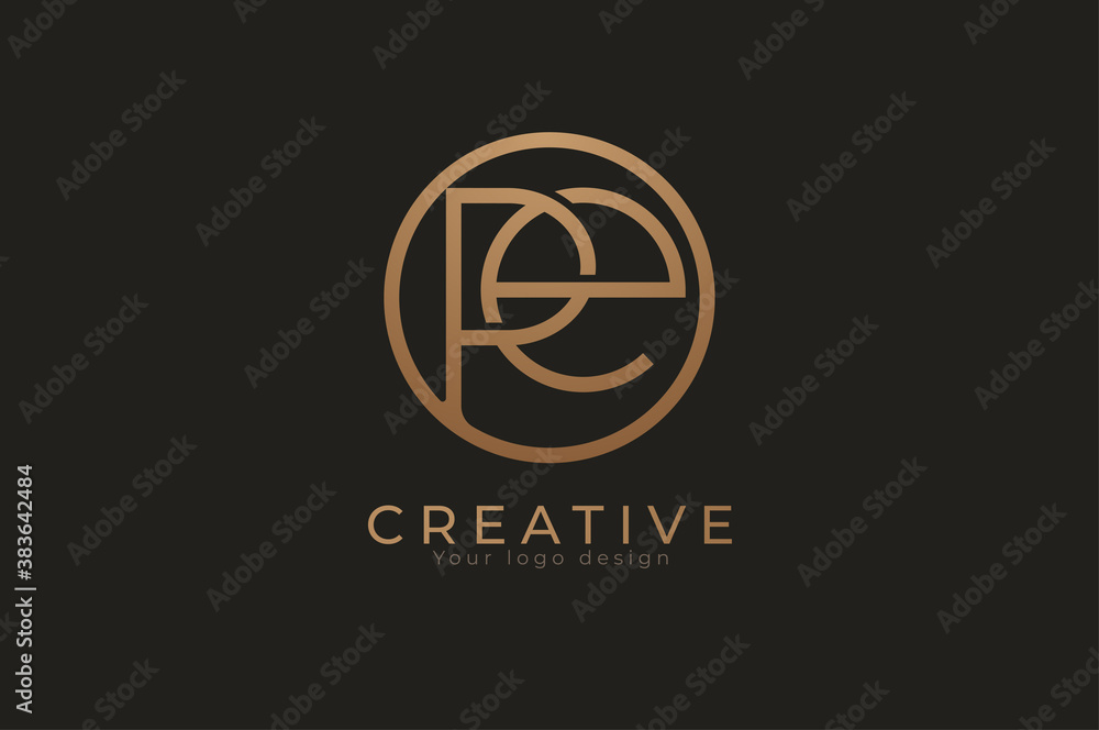 Abstract initial letter P and E logo, usable for branding and business logos, Flat Logo Design Template, vector illustration Abstract initial letter P and E logo, usable for branding and business logos, Flat Logo Design Template, vector illustration