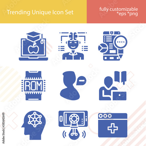 Simple set of cognitive related filled icons.