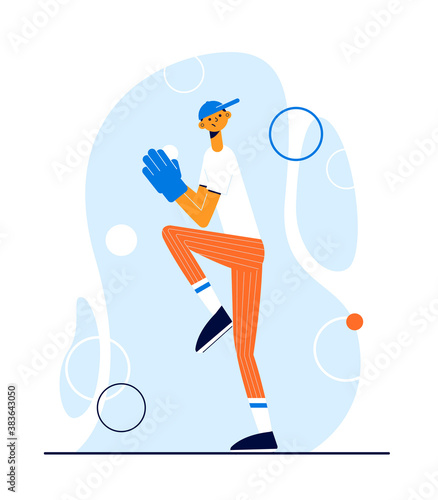 Pitcher. Modern vector sport illustration. Baseball player throwing the ball.