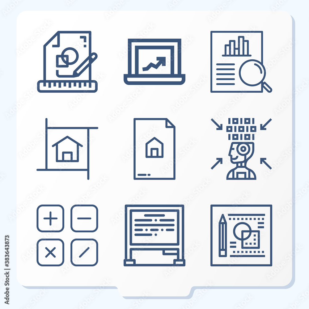 Simple set of 9 icons related to logical thinking Simple set of 9 icons related to logical thinking