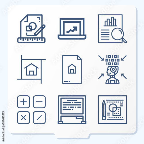 Simple set of 9 icons related to logical thinking