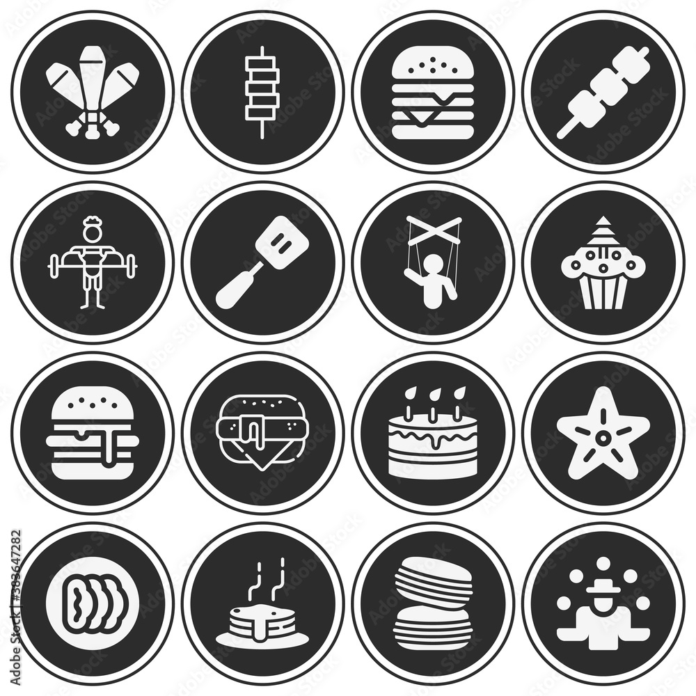 16 pack of tedious  filled web icons set