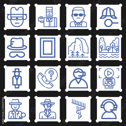 16 pack of federal  lineal web icons set