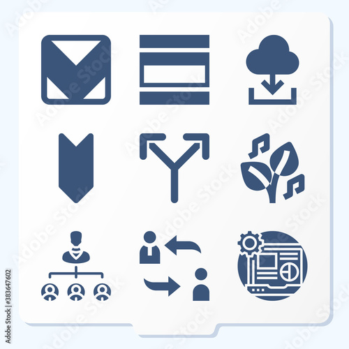 Simple set of 9 icons related to deciding