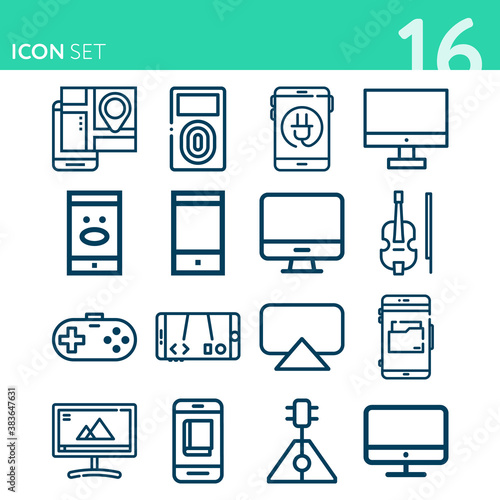 Simple set of 16 icons related to adaptation photo